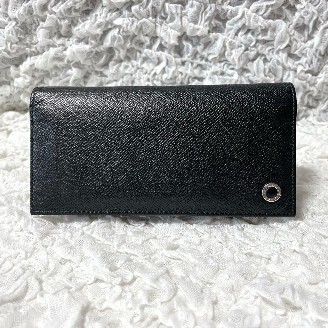 極美品✨BVLGARI ブルガリ ブルガリマン 二つ折り　財布 黒　サークルロゴ