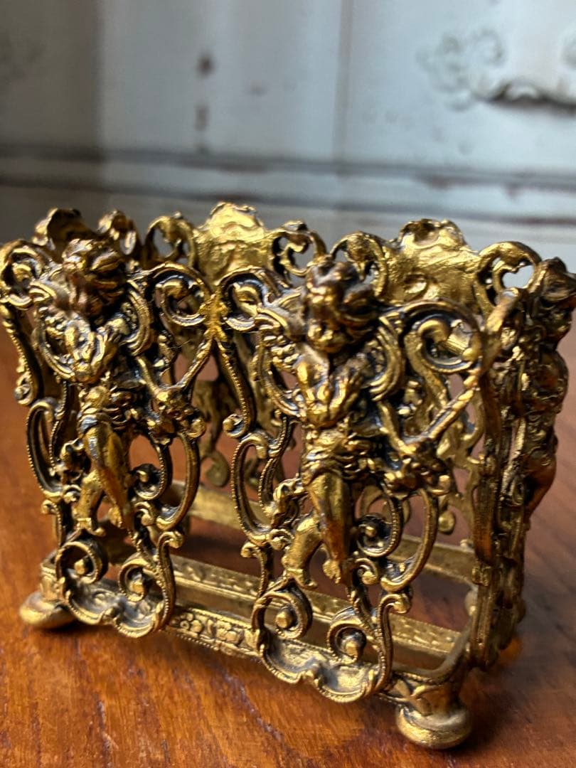 フランス　アンティーク　オルモル　香水瓶　ホルダー　真鍮　エンジェル　天使　レア