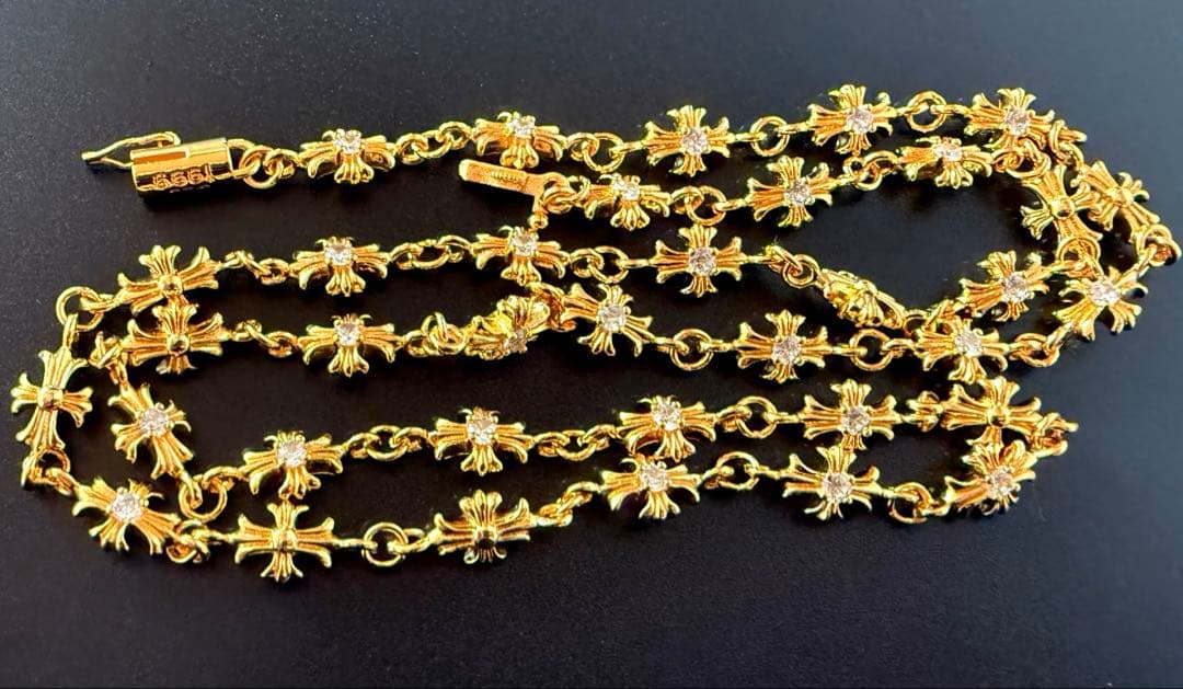 ダイヤ　タイニーチェーン　ネックレス　22kコーティング