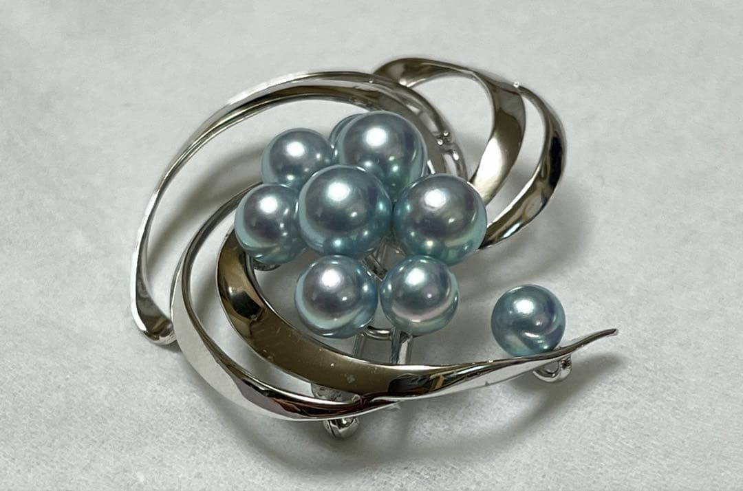 TASAKI 希少 美品 田崎真珠 ブルーパール ブローチ ベビーパール 黒真珠