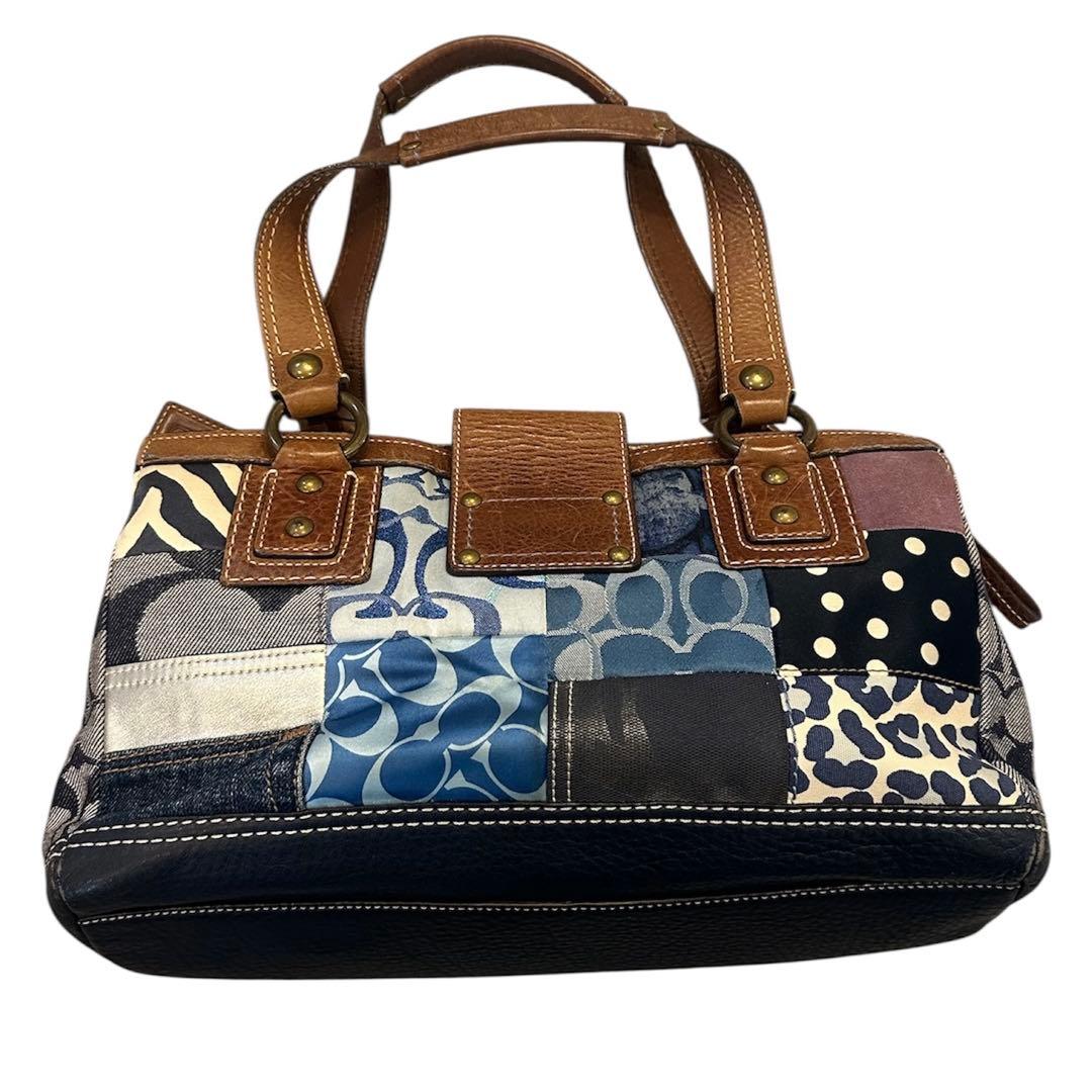 コーチ　ハンドバッグ　ターンロック　パッチワーク　デニム　肩掛け　10816