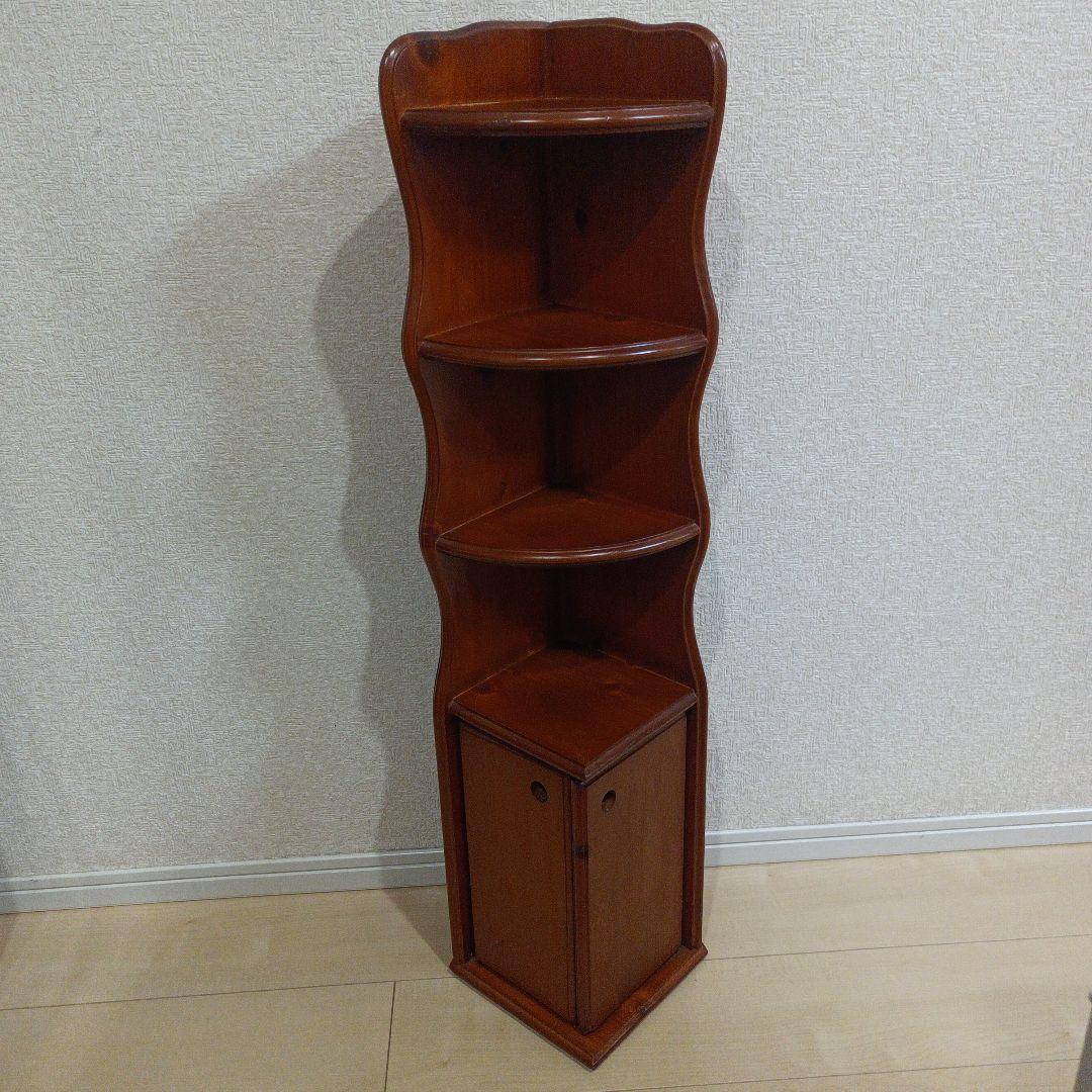 アンティーク　北欧風　木製コーナーラック コーナー飾り棚 3段収納