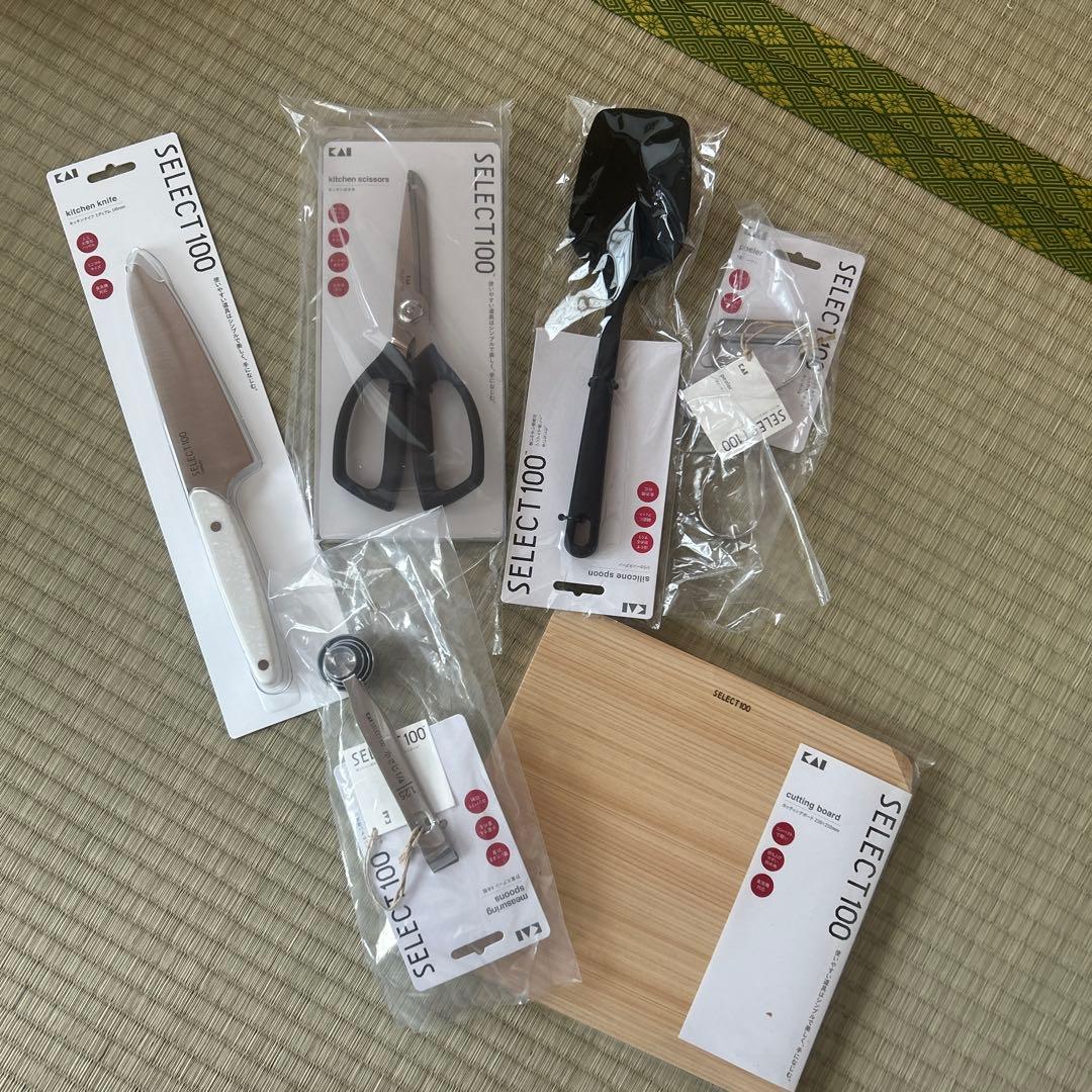 貝印　キッチン　6点セット　包丁　ピーラー　ハサミ　まな板