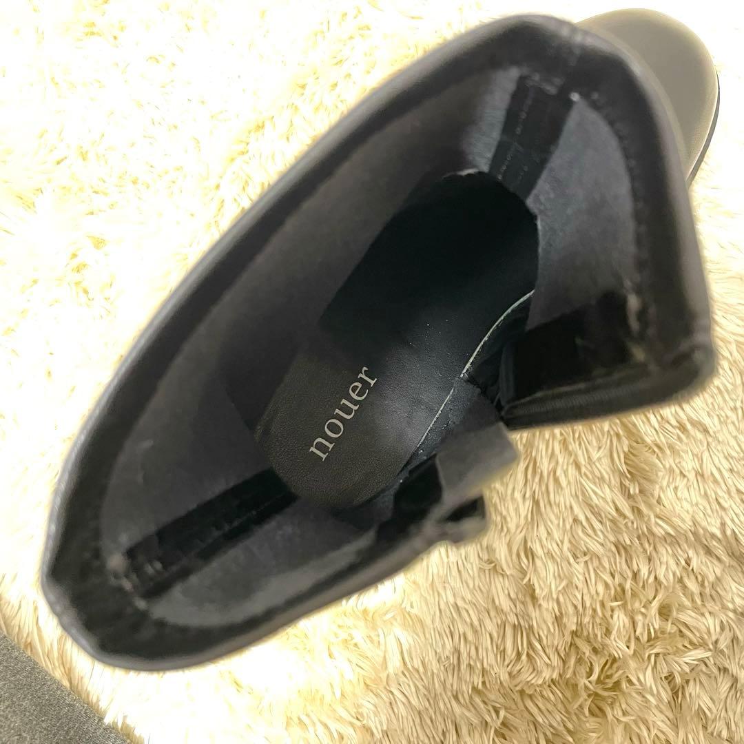 ヌエール　NOUER レザー ブラック ショートブーツ　23cm サイドゴア