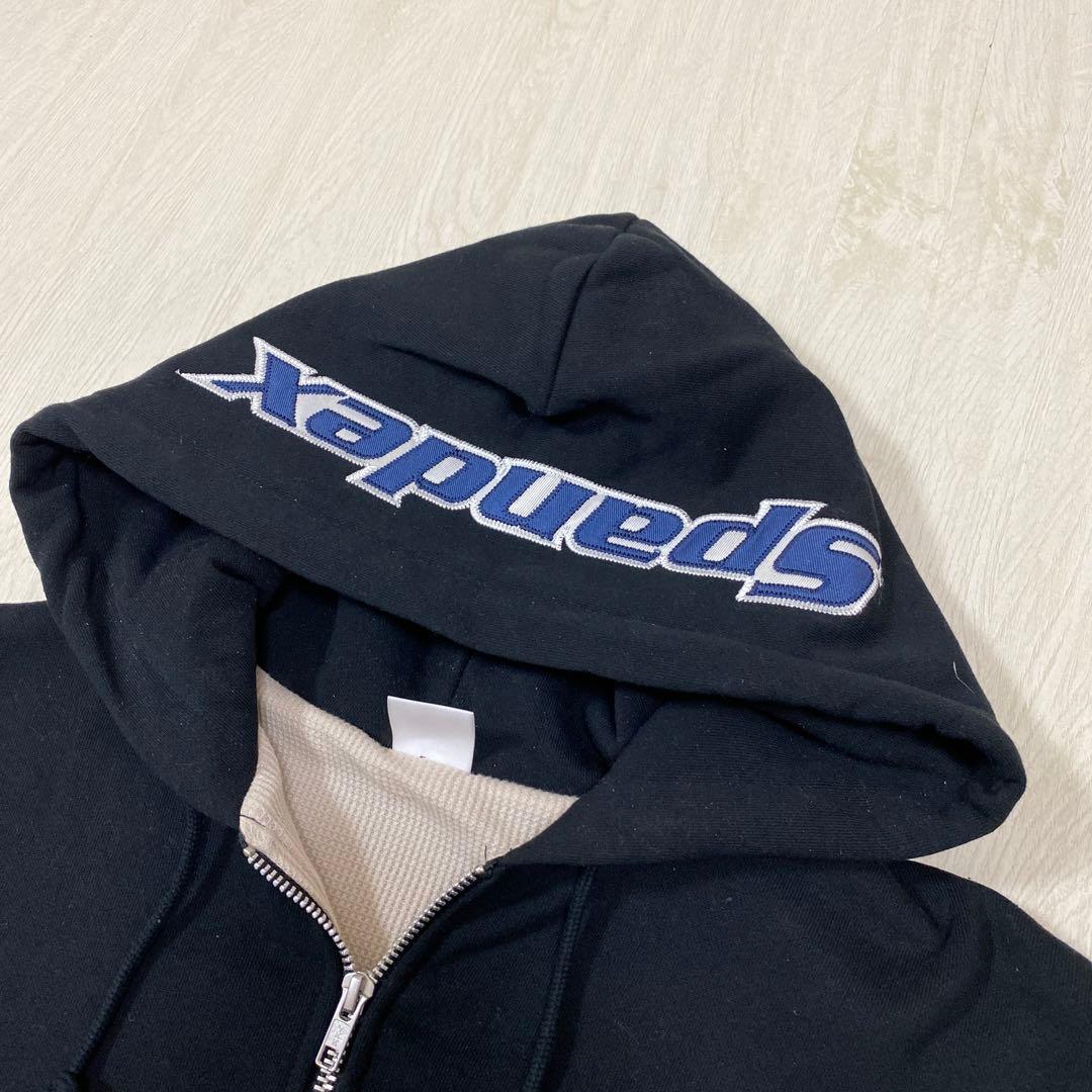 black eye patch spandex zip hood ジップパーカー