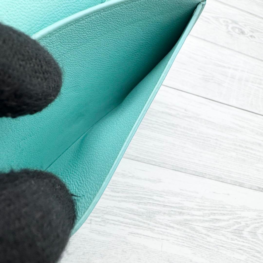 【美品】TIFFANY 名刺入れ カードケース ブルー　レザー　レディース