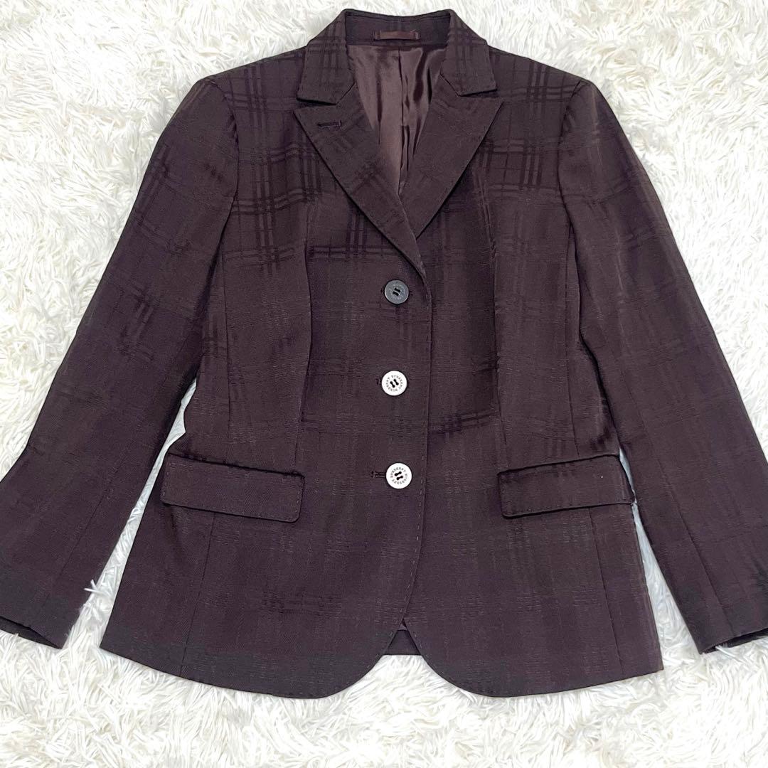 バーバリーロンドン 3ピース シャドーチェック パンツ スカート　ジャケット　茶