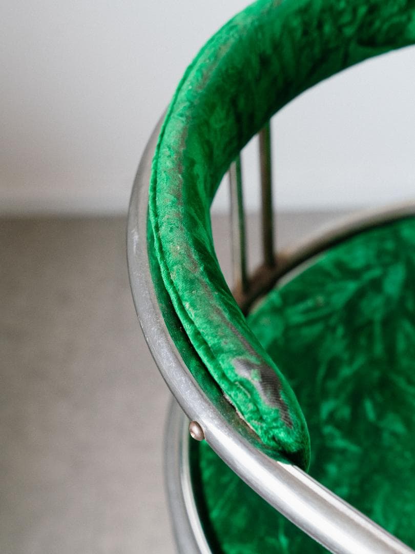 70's vintage 回転アームチェア ベロア 昭和レトロ　ポップ