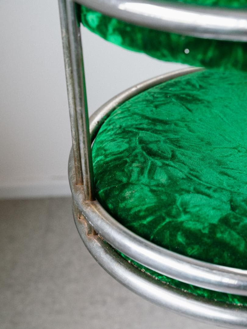 70's vintage 回転アームチェア ベロア 昭和レトロ　ポップ