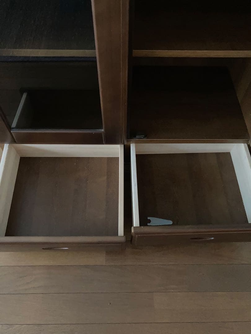 レトロ　ブラウン ガラス扉　本棚 、飾り棚　5段