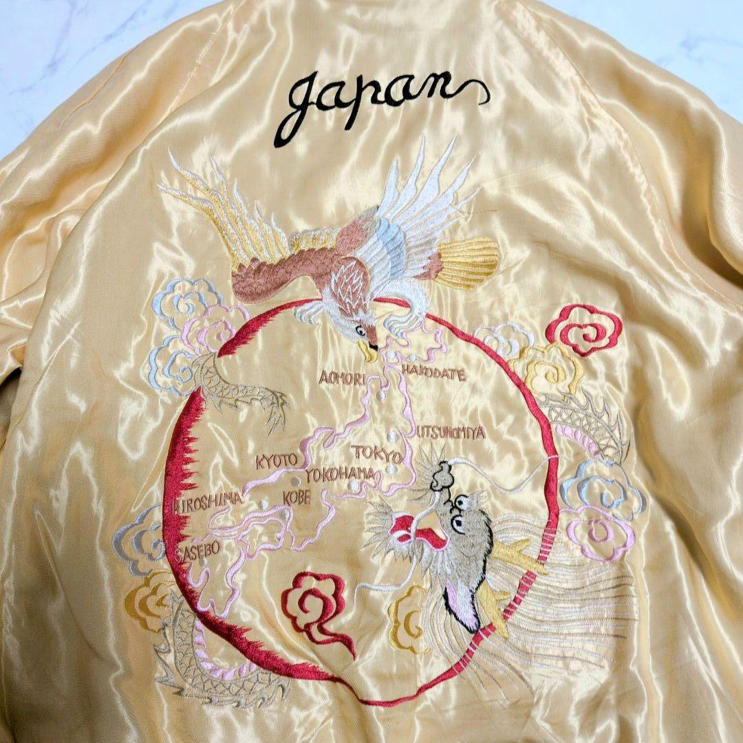 【美品/希少】テーラー東洋 スカジャン リバーシブル 鷹 虎 龍 L 刺繍