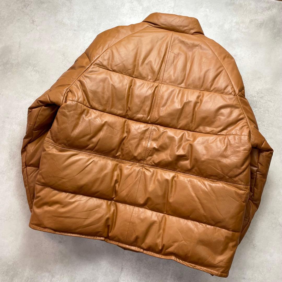 希少2XL✨ウィンドアーマー オールレザーダウンジャケット 本革 キャメル 3L