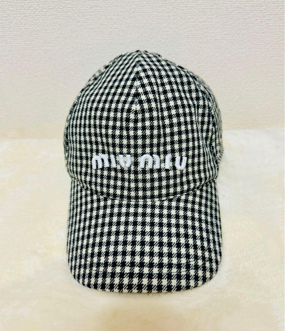 miumiu ギンガムチェック キャップ 新品 ミュウミュウ