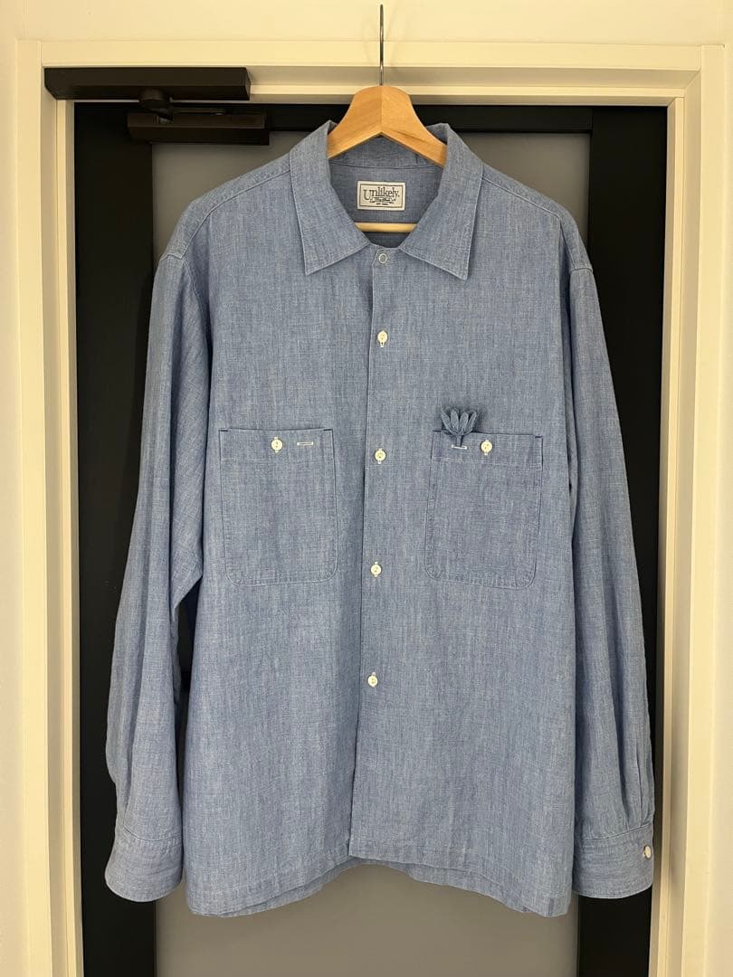 Unlikely シャンブレー シャツ オープンカラー 希少サイズ XL