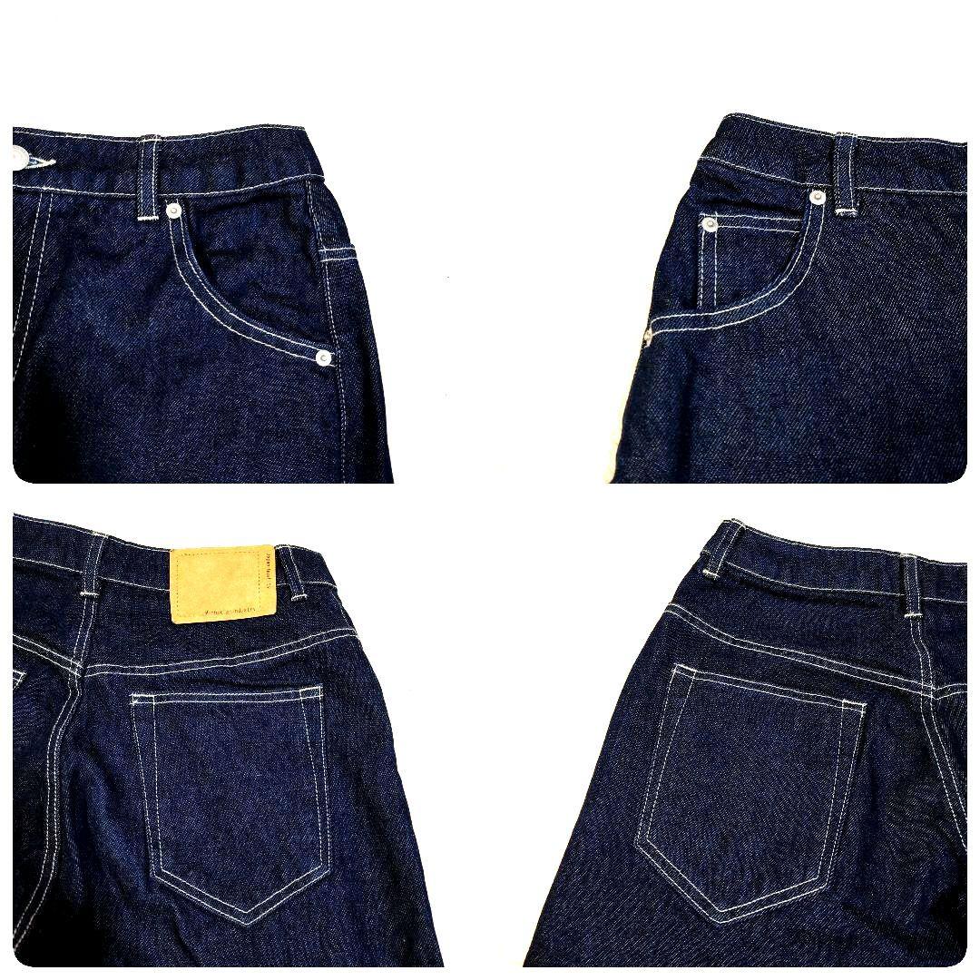 濃紺 極美品 ミディウミ ハイウエスト カーブデニム ワイドデニム M
