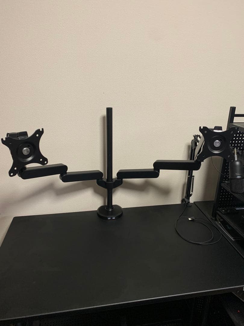 Bauhutteロングモニターアーム GSデュアルBMA-2GSUSBポート付き