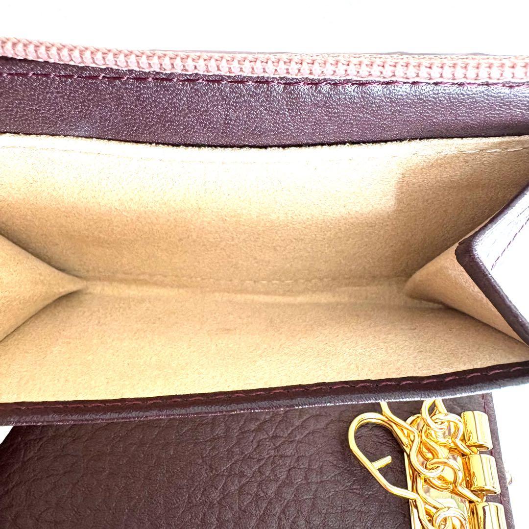 現行品☆極美品☆ATAO アタオ ベル キーケース ミニ財布 セピアボルドー　革