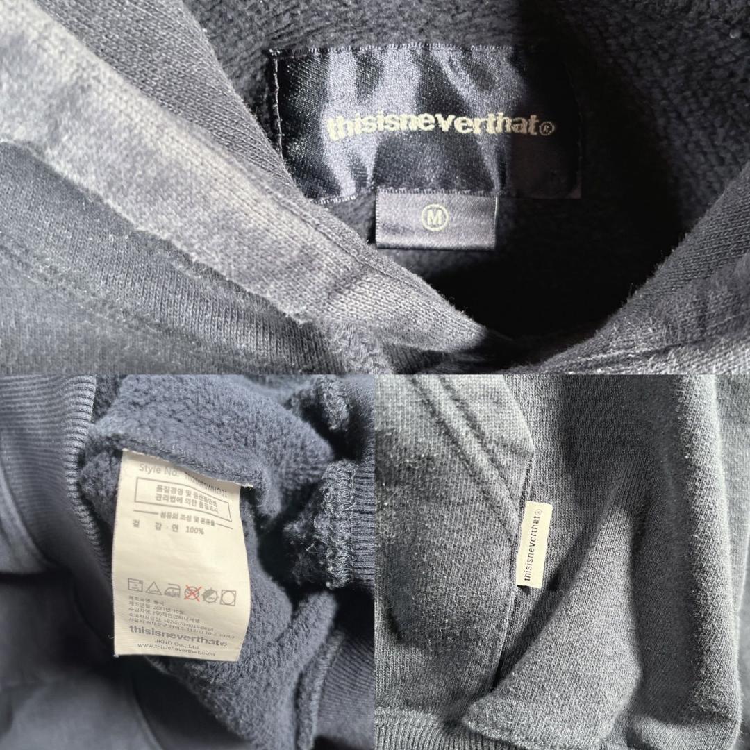 ディスイズネバーザット パーカー フーディー 刺繍ロゴ ネバザ M ネイビー