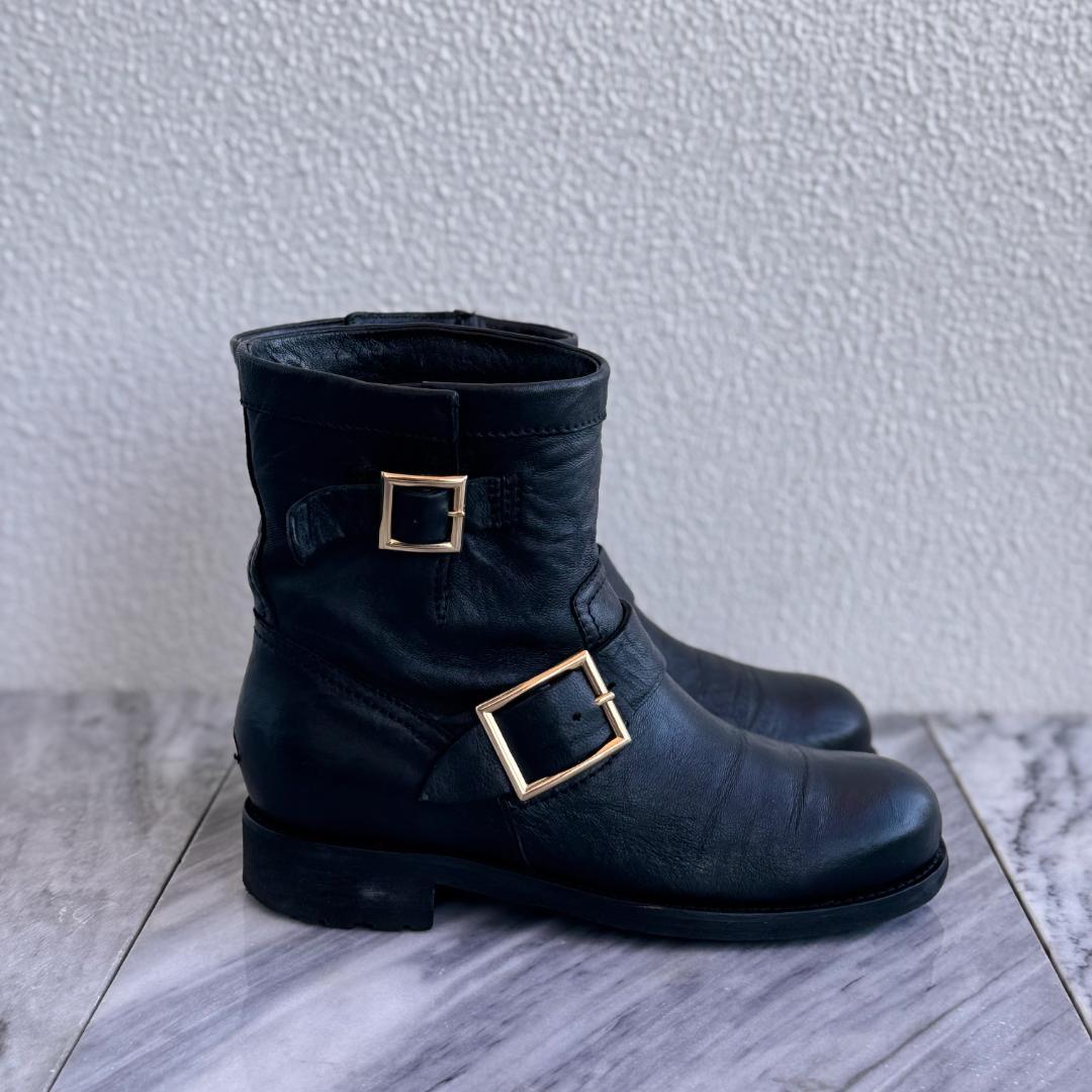 JIMMY CHOO ジミーチュウ　エンジニアブーツ ショートブーツ　黒　36