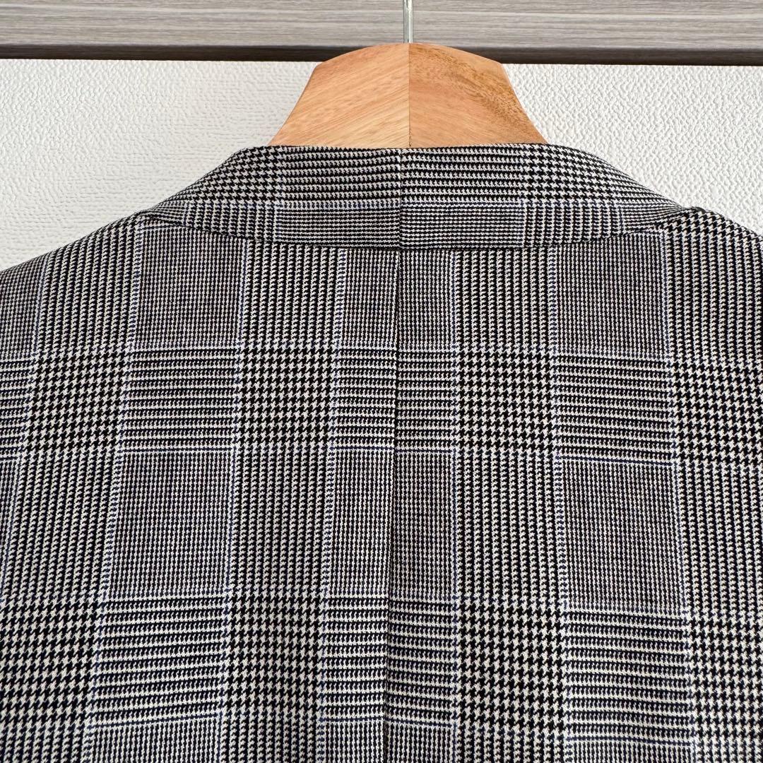 【美品】PLST プラステ　ストレッチ ウォッシャブルノーカラーチェックスーツM