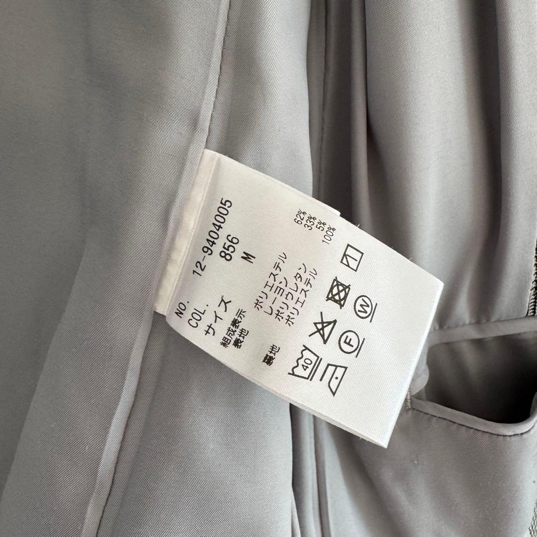 【美品】PLST プラステ　ストレッチ ウォッシャブルノーカラーチェックスーツM