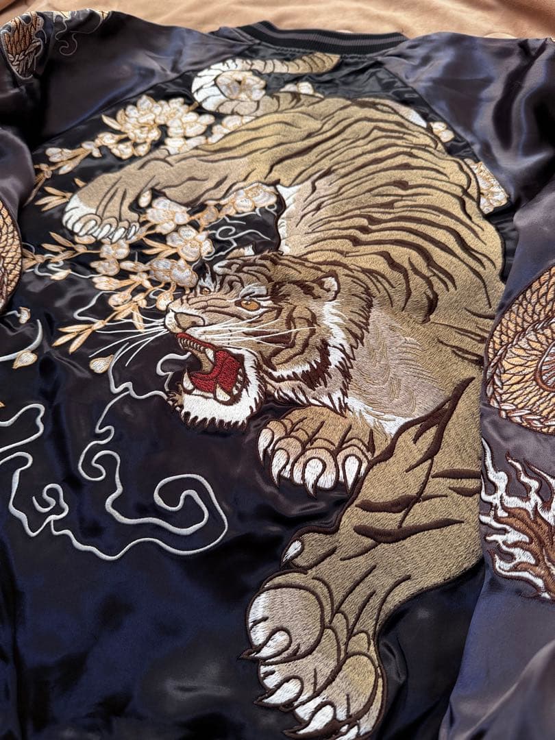 未使用 SUKAJAN 日本虎龍桜 スカジャン silk vintage 美品