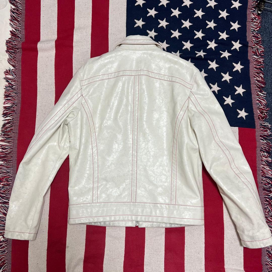 DIESEL 中華新年モデル クラック加工 ホワイト レザー ジャケット