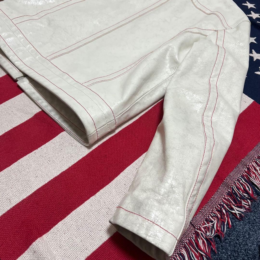 DIESEL 中華新年モデル クラック加工 ホワイト レザー ジャケット