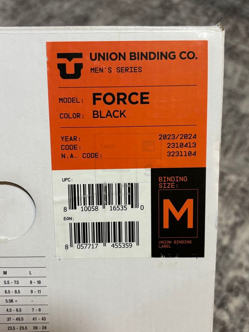 UNION FORCE BLACK サイズM 23/24モデル