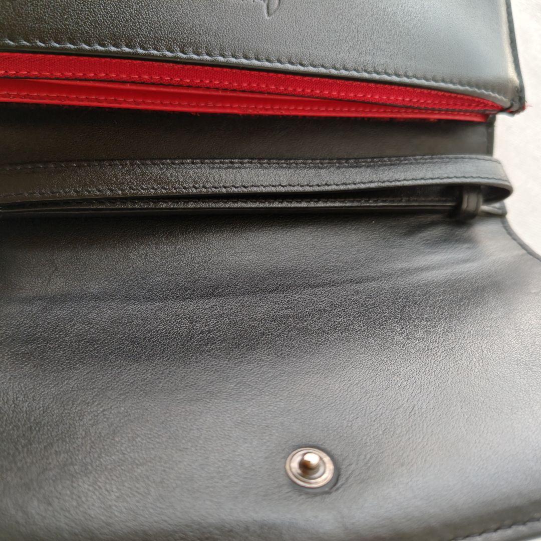 クリスチャンルブタン スタッズ マカロン フラップ 長財布 ブラック