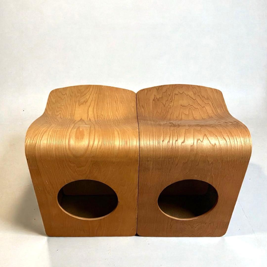 【良品】Tendo 天童木工　座椅子　曲木　ケヤキ板目　2脚セット