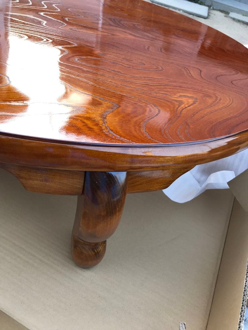 大型ちゃぶ台ケヤキ105丸折りたたみ脚 日本製