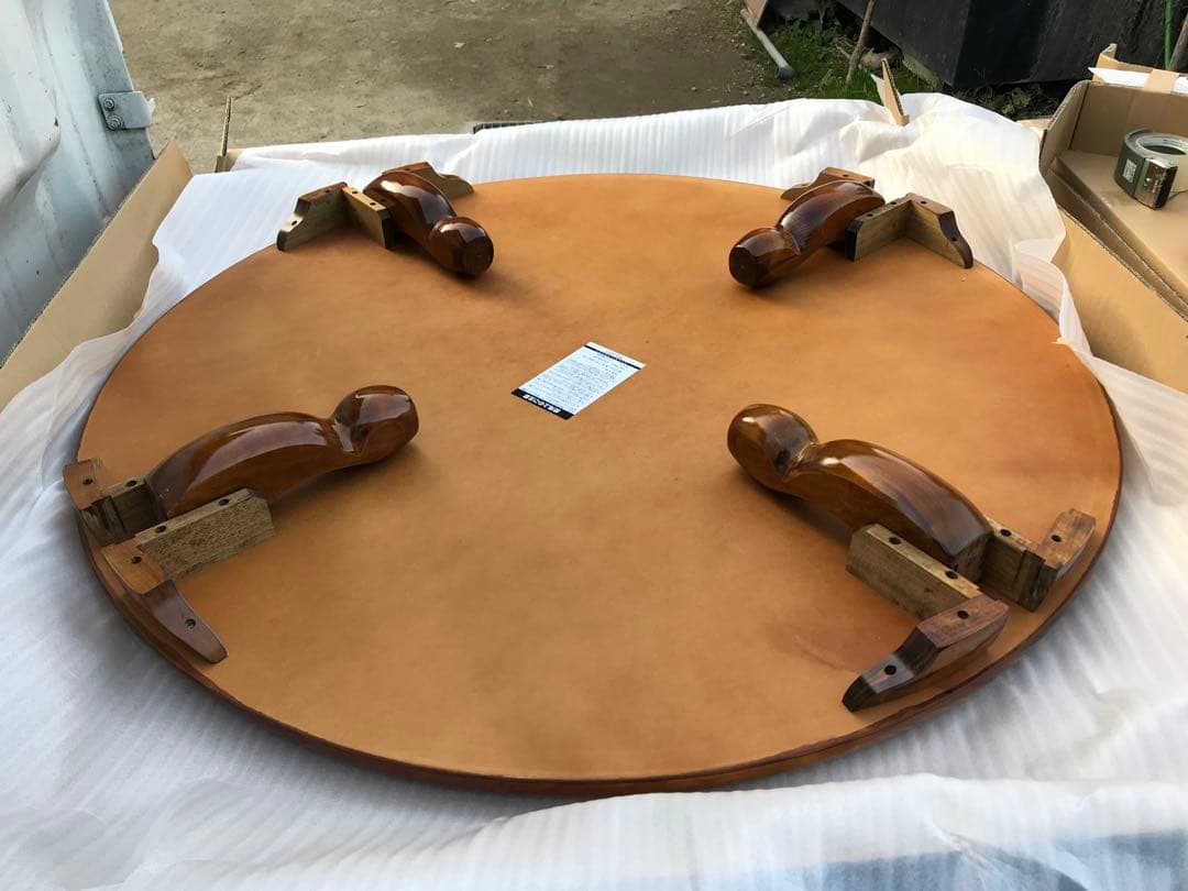 大型ちゃぶ台ケヤキ105丸折りたたみ脚 日本製