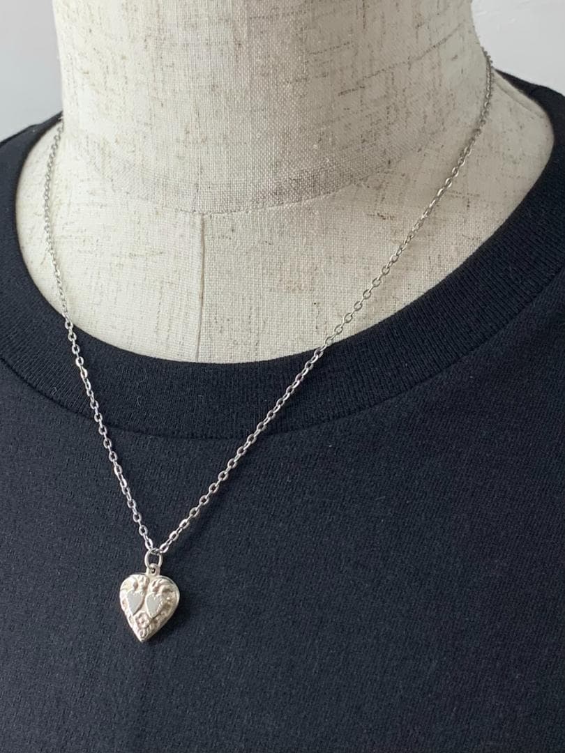 スウィートハートジュエリー ダブルハート 勿忘草 シルバーヴィンテージネックレス