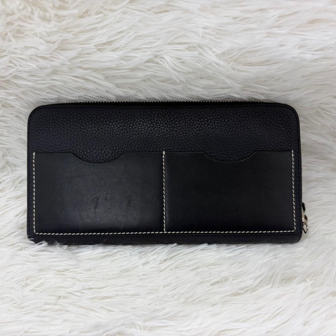 現行/美品✨️ロエベ 長財布 ラウンドファスナー アナグラム 黒 シボ革