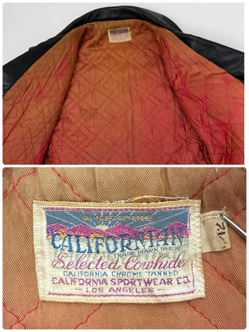 希少 CALIFORNIAN 50s 2スター レザーライダースジャケット 42