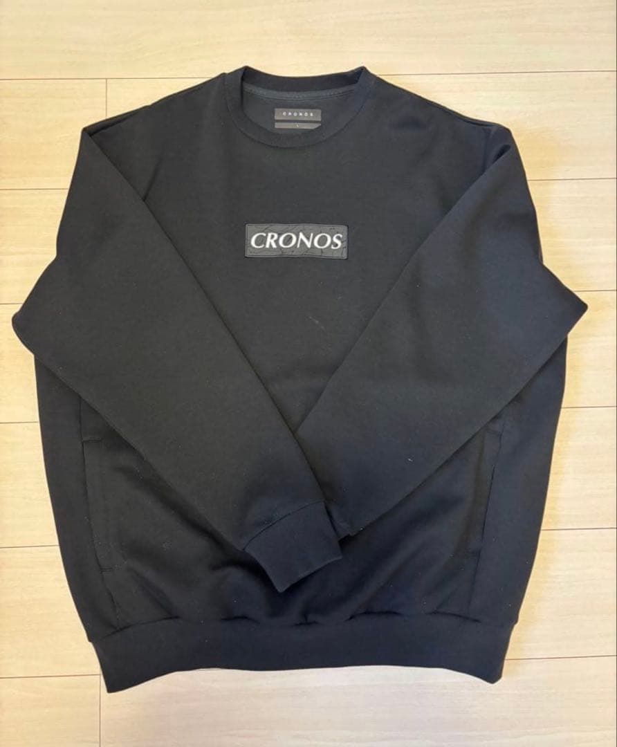 CRONOS ブラック クルーネック スウェット