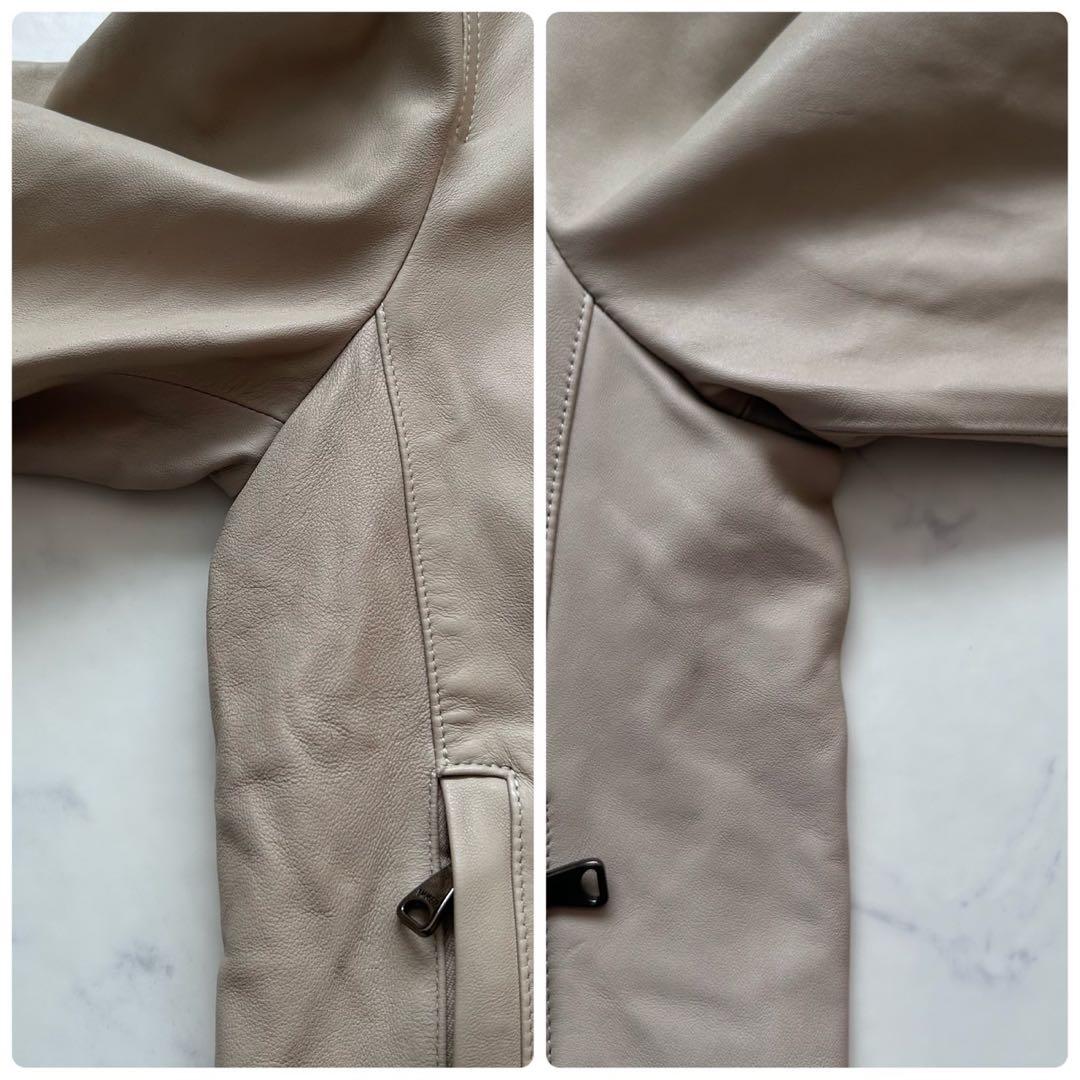 EMMETI JURI 羊革 シングルライダース ジャケット ベージュ 50