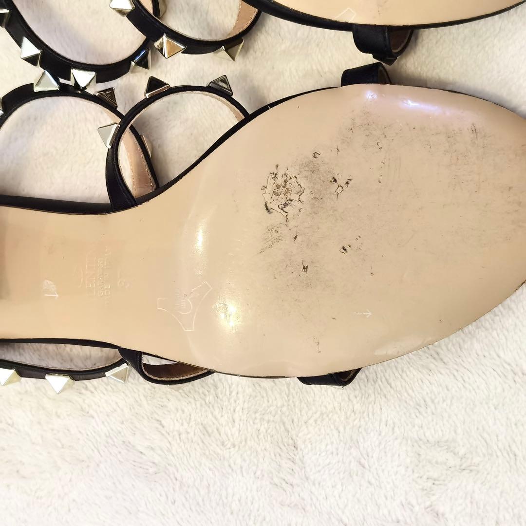 現行 ヴァレンティノ ロックスタッズ ヒールサンダル ブラック ゴールド 37