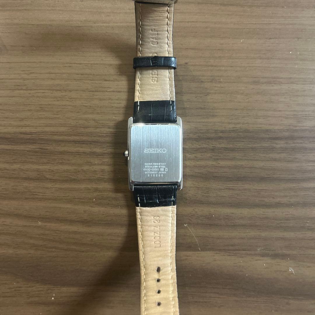 ジャンク品　SEIKO クォーツ時計 ブラック レザー