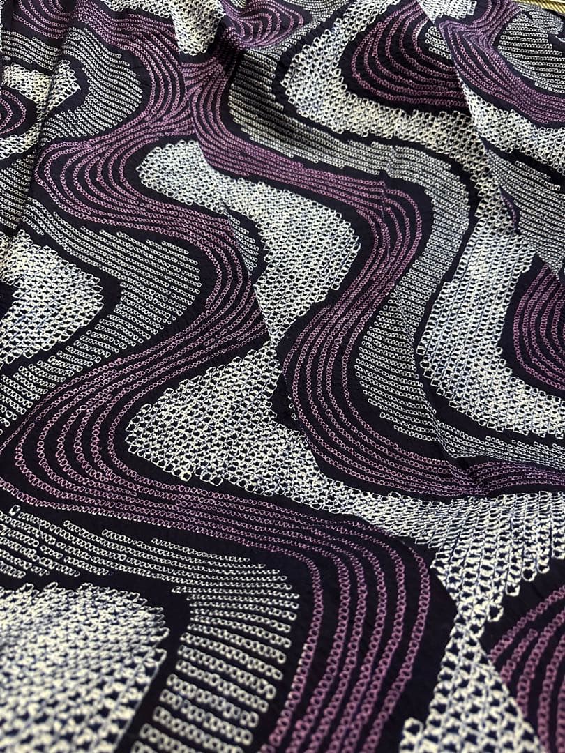 2点セット　新品美品✨身丈165裄丈67 有松鳴海絞り浴衣 藍染に紫　波紋様