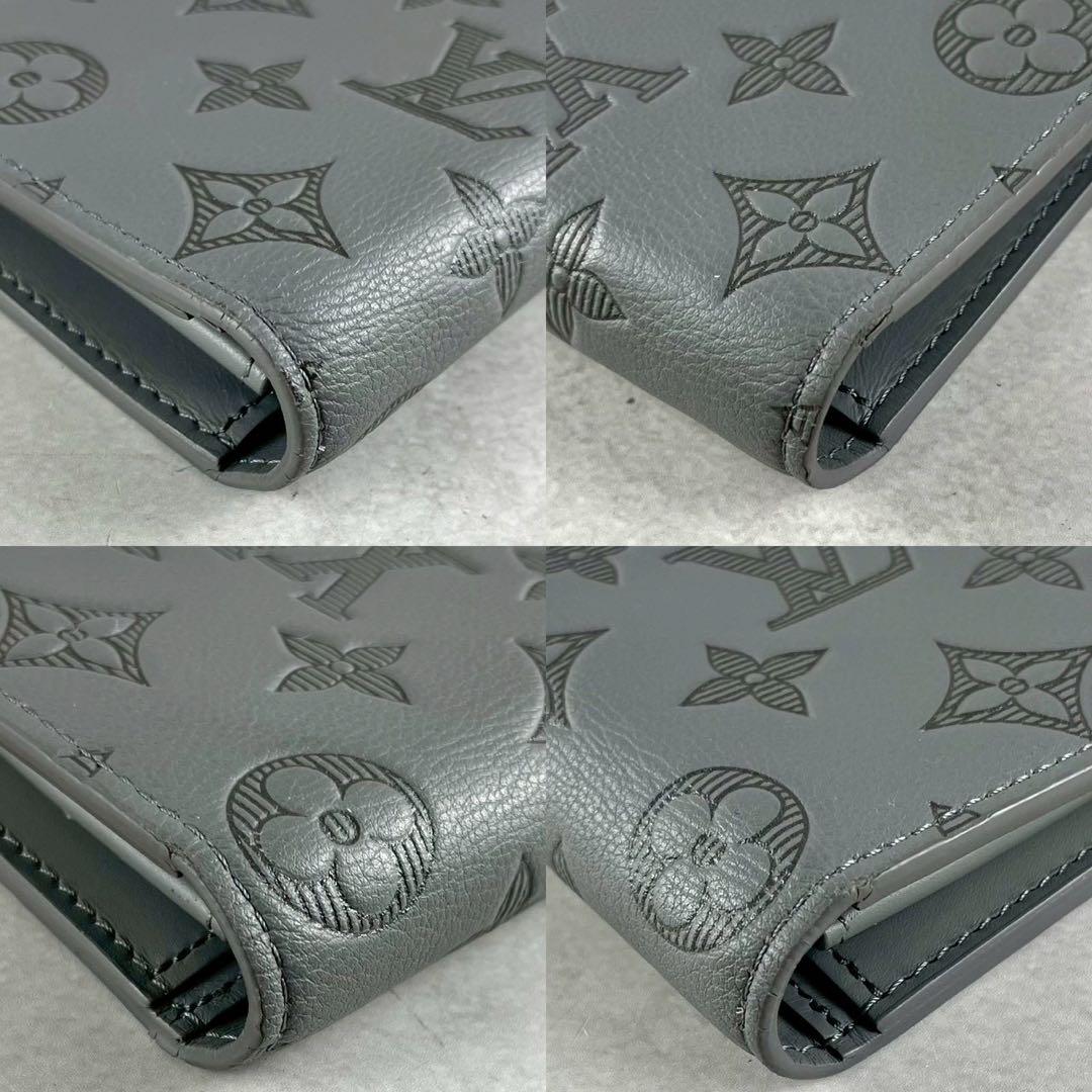 【美品】ルイヴィトン 長財布 モノグラムシャドウ ブラザ レザー トリヨン