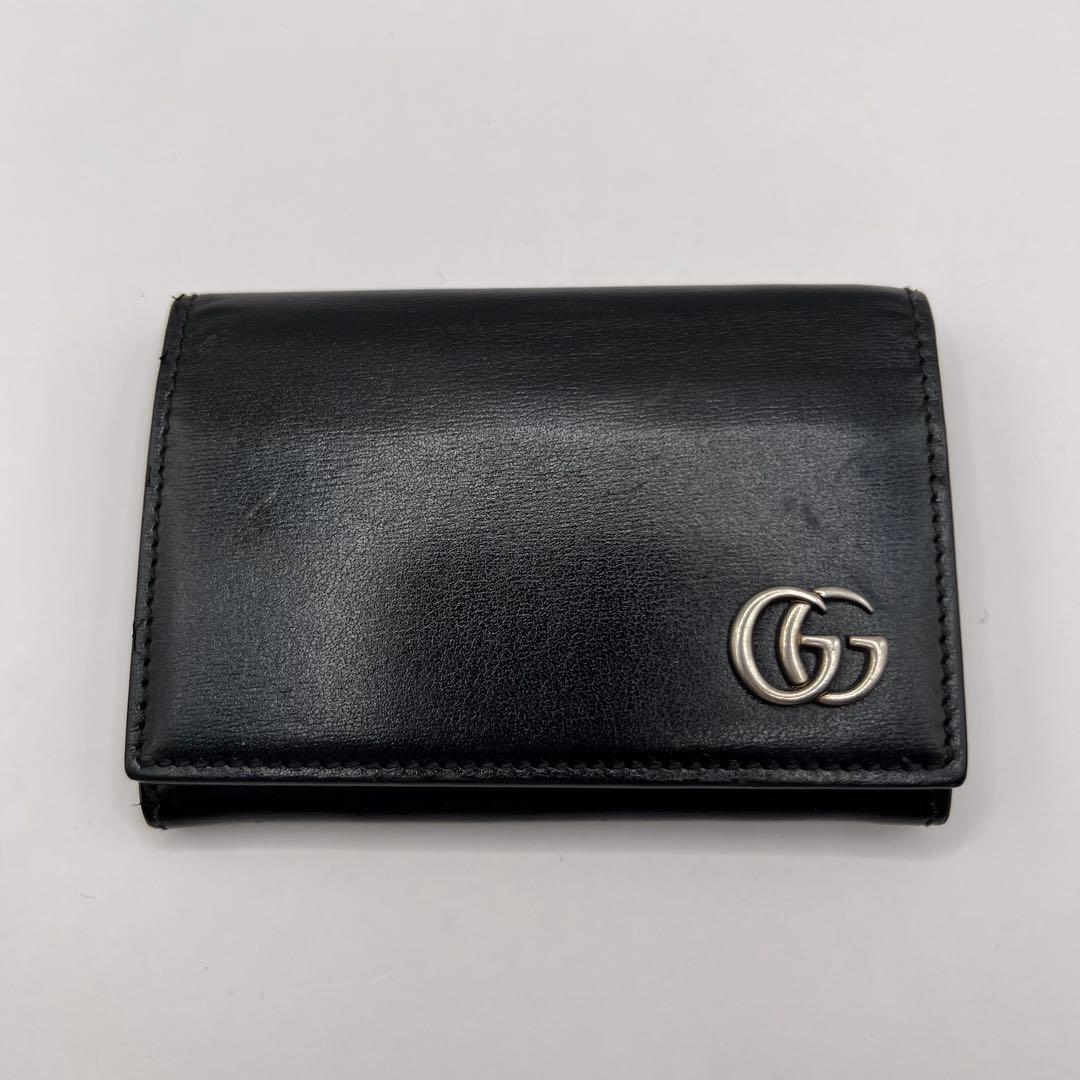 GUCCI 名刺入れ　カードケース　GGマーモント　　ブラック　665453