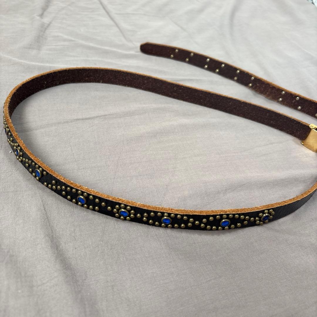 ナロースタッズレザーベルト　THE LEGEND ベルト 黒色 レザー