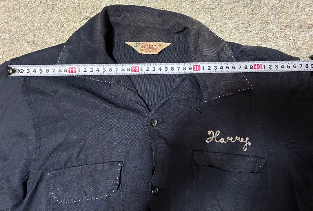 60's ヴィンテージ　レーヨンシャツ ブラック　フェード