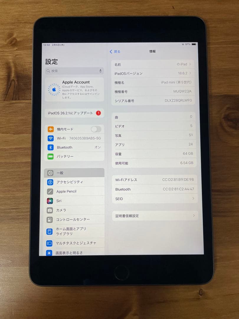 【極美品】Apple iPad mini (第５世代) Wi-Fi 64GB