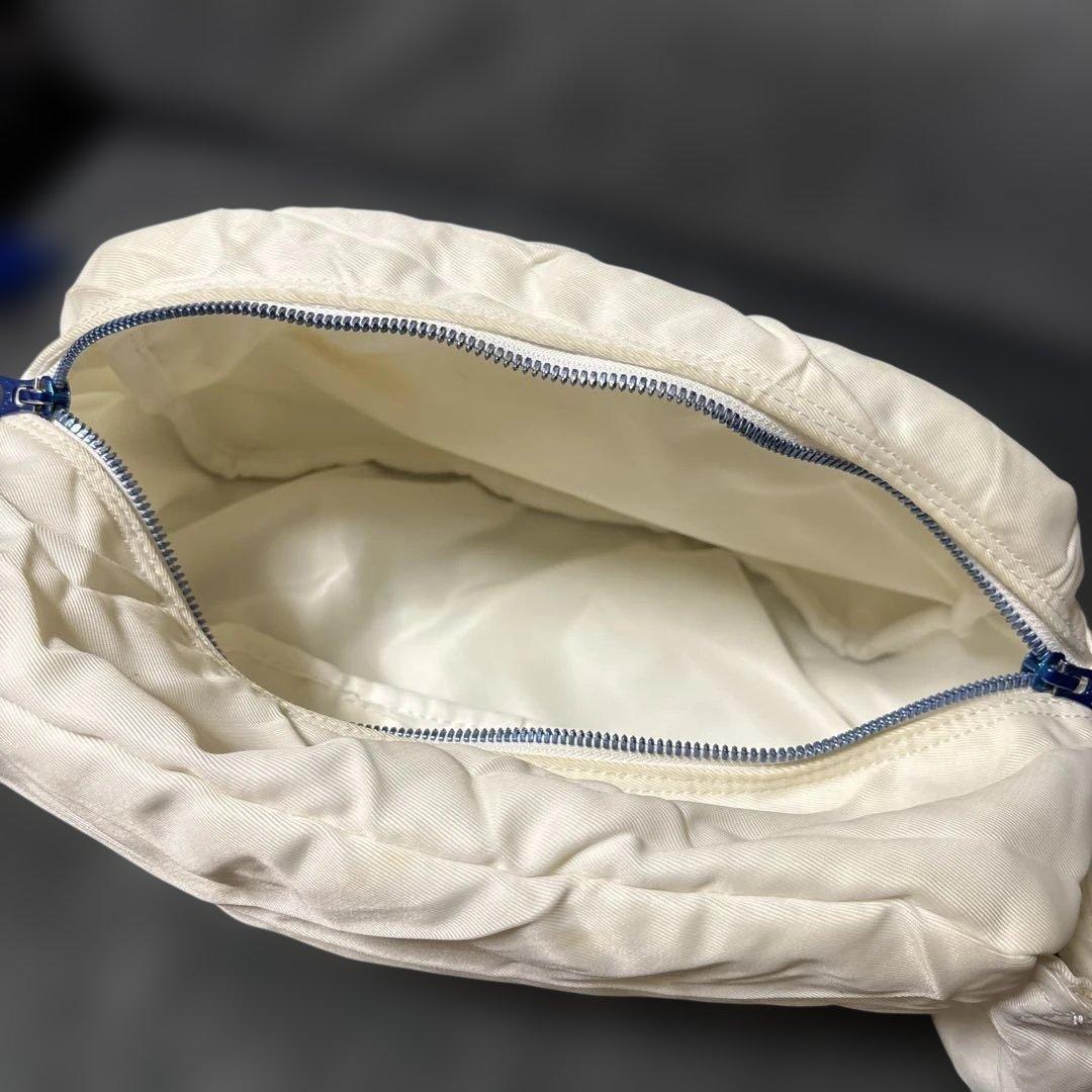 ポーター ウエストポーチ　RIDE 白　ブルー　近江ちぢみ