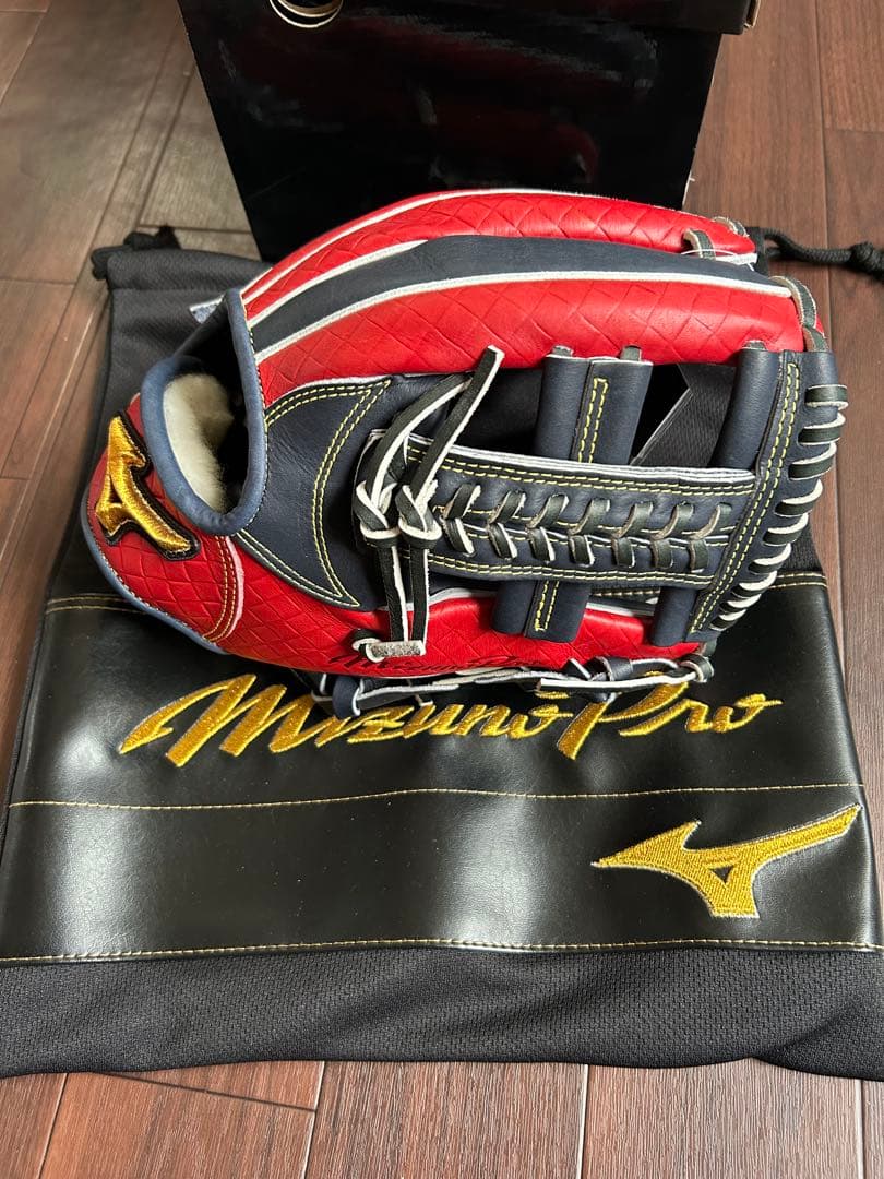 ミズノプロ　軟式グローブ 内野用　Dブルー＊レッド　サイズ9