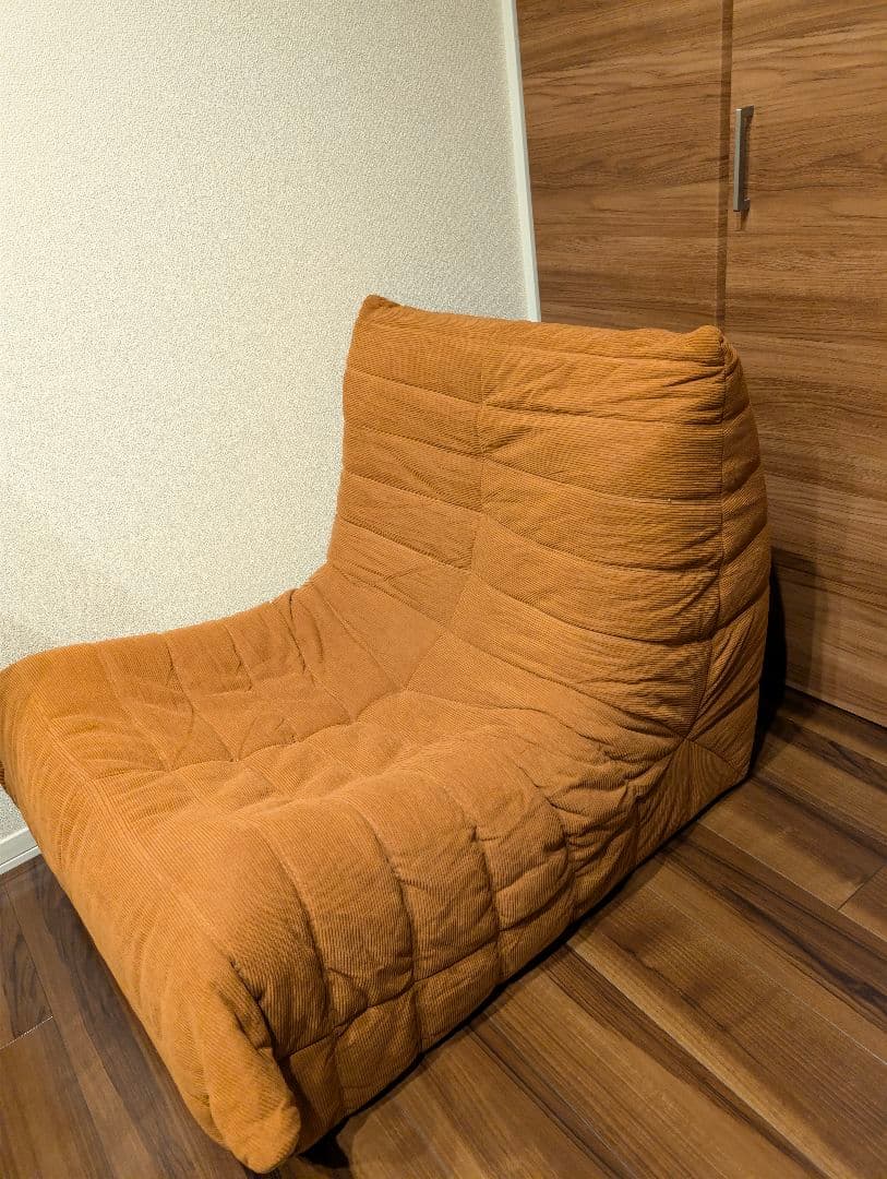 リクライニング コーデュロイソファ オレンジ