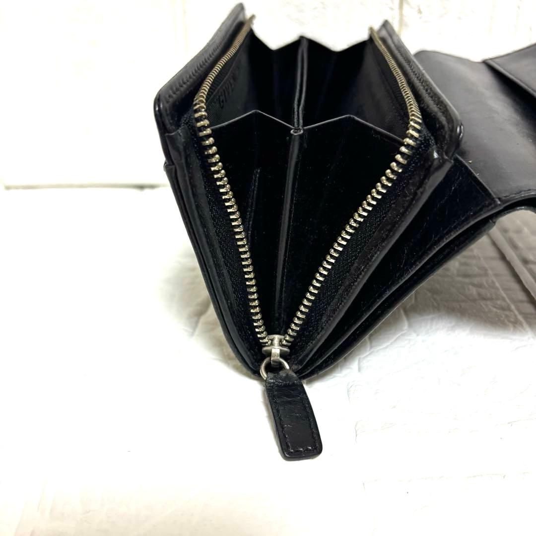 希少 ジバンシー メタル ビッグ ロゴ レザー 二つ折り 財布 黒 ヴィンテージ